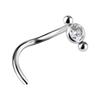 Decorative Titanium Nose Ring With White Premium Zirconia - Tn-029 0.8/6.5
