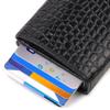 Unisex Tri-fold Automatic Cardholder Made of Genuine Leather with Crocodile Effect CANPELLINI 21930 Black