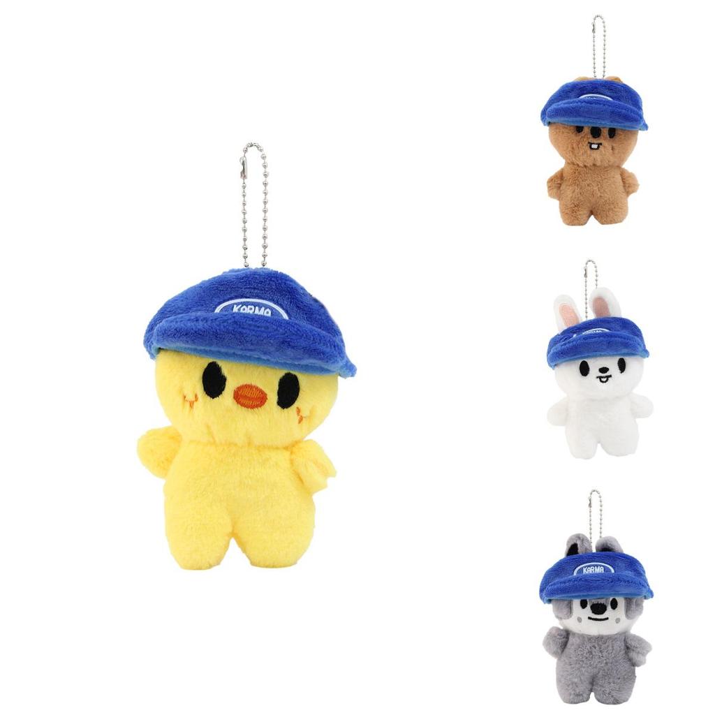 Plush Wolf Bear Rabbit Keychain Soft Toy With Hat Design For Kids And Collectors