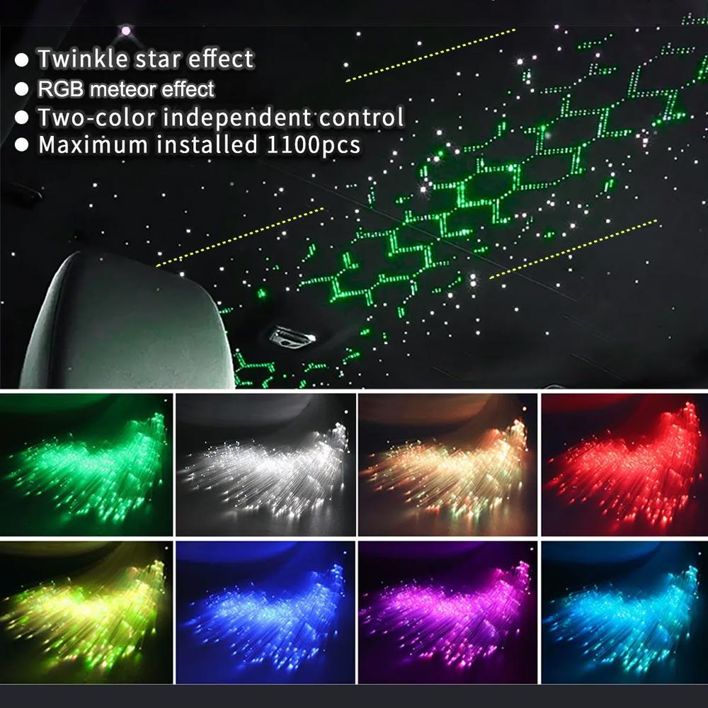32W Twinkle Dual port Fiber Optic Star Ceiling Kit with RGBW Meteor effect APP Car Roof stars Fiber Optic Starry Sky Car Ceiling