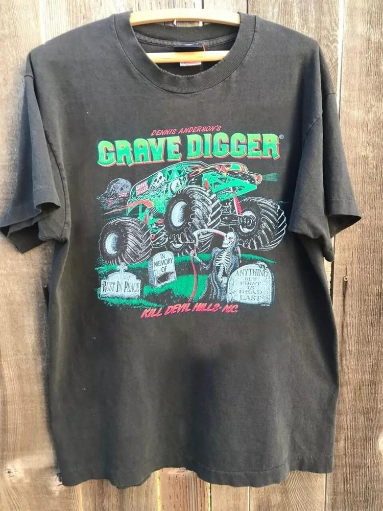 90s Grave Digger Monster Truck Unisex Tshirt Charcoal tee Classic Style S-5XL Unisex T-Shirt L