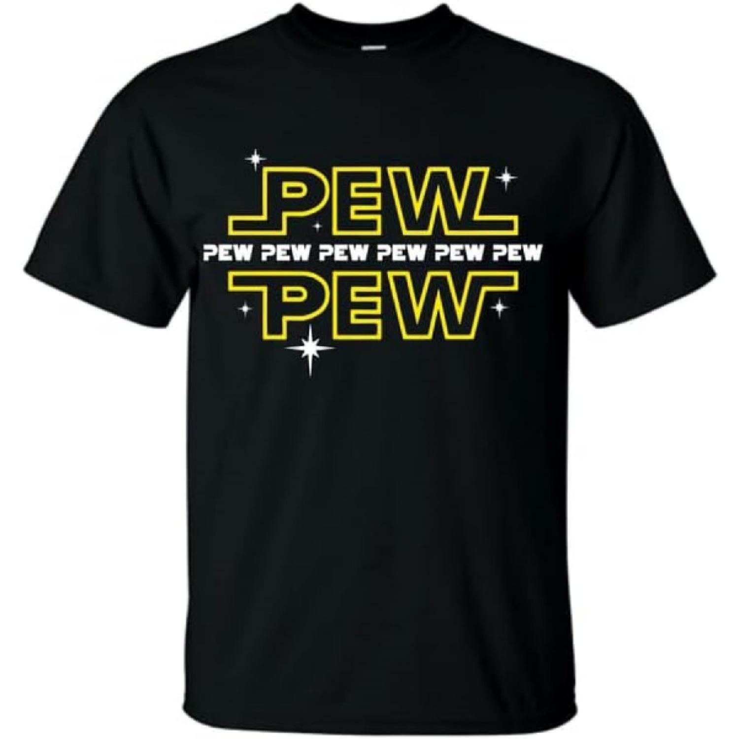 

Новая футболка Pew Pew для мужчин и женщин, космическая тематика Звездный Штурмовик , хлопковая футболка с коротким рукавом, новинка, гиковские футболки S чёрный