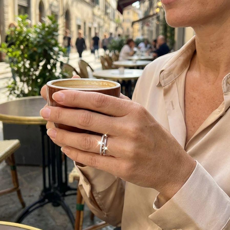Shiny Crystal Zircon Double Cross Rings For Women Micro Paved CZ Copper Wedding Finger Ring Romantic Promise Luxury Jewelry Gift