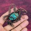 Chrysocolla Gemstone Pendant Copper Wire Wrapped Handmade Jewelry Rabbit Pendant