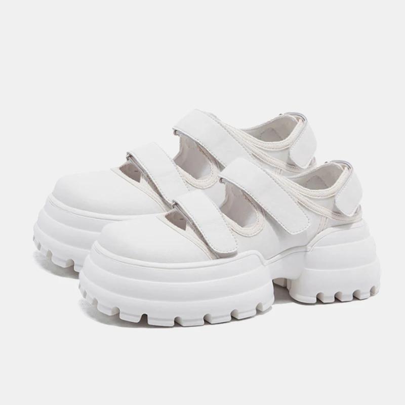 Fashion 2025 Summer New Thick-Soled Casual Sandals Heightened Sports Beach Sandals Square Toe Hook & Loop Platform Fashion Sandals