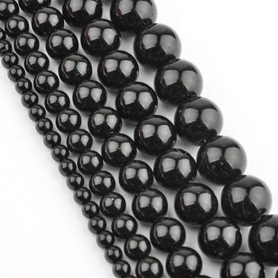 Perles d'espacement en pierre d'agate noire pour la fabrication de bijoux, colliers, bracelets, perles rondes naturelles de 4, 6, 8, 10 et 12 mm, vente en gros