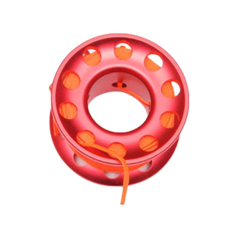 Aluminum Alloys Spool Finger Reel with Double Ended Hook Freediving Finger Spool Dives Reel Wreck Guide Line Reel 15m красный