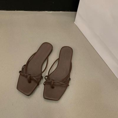 Fashion 2025 New Summer Women's Shoes Flat Soles Clip-on Flip-flops Thin Strap Combination Breathable Beach Sandal Sandals