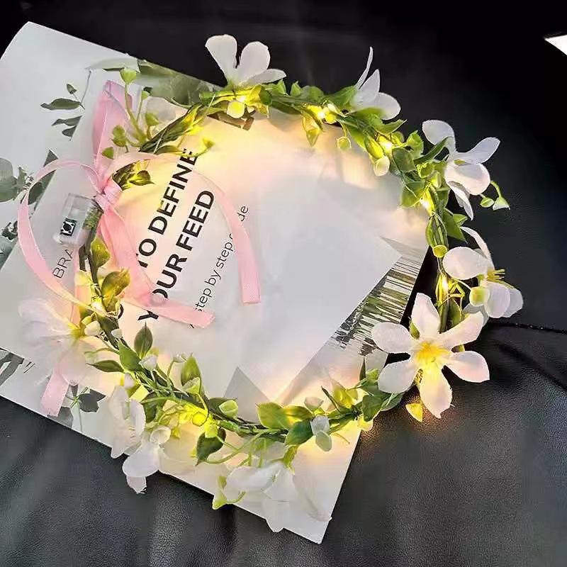 Mori-stil Glödande Älva Blomkrona Hårband - Brudhårnål & Fotoaccessoar för Barn