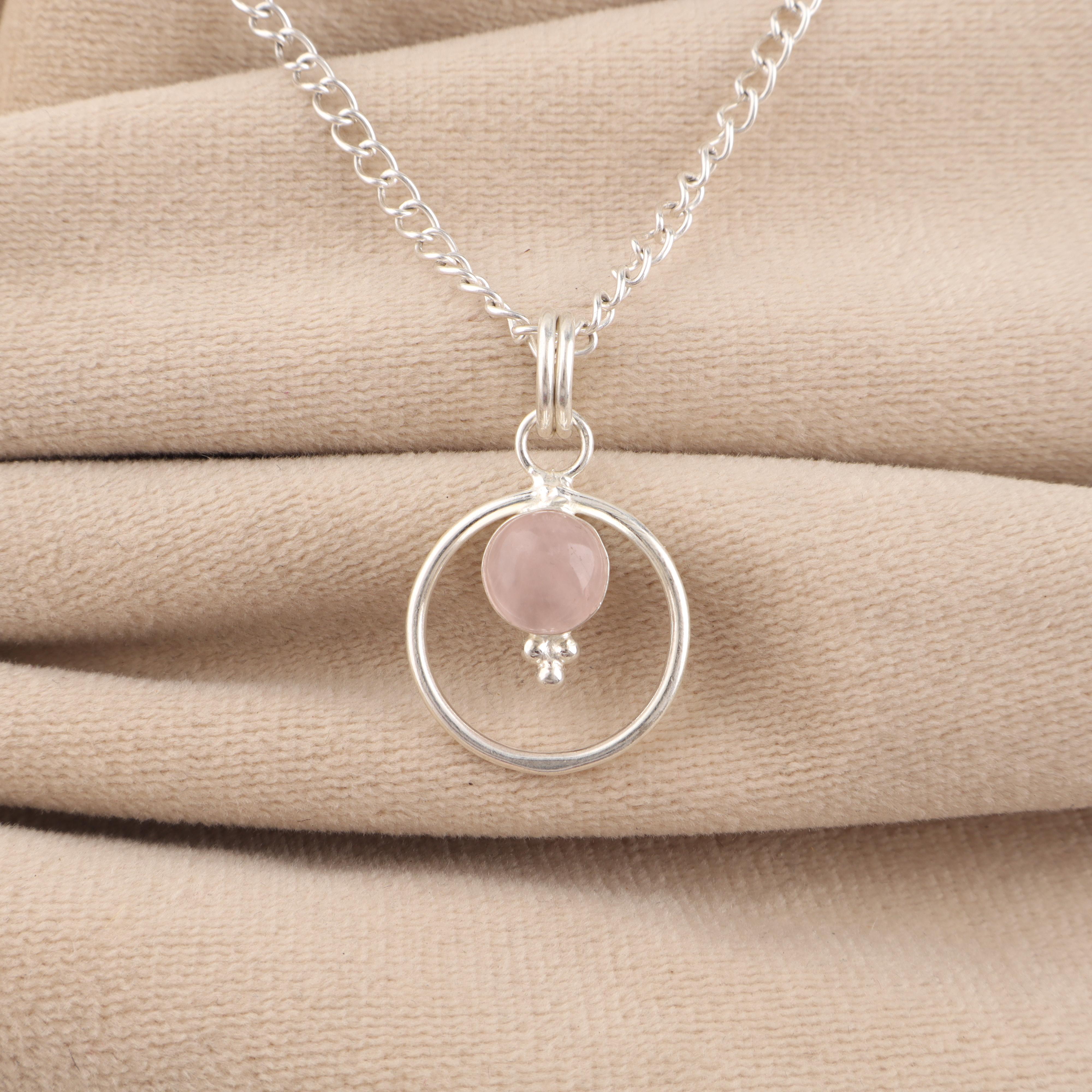 

Розовый Кварц Камень 925 Пробы Стерлинговое Серебро Женские Украшения Круглый Кулон 1,2 Для Свадебного Подарка PP-68-34