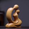Boxwood Modern Minimalist Couple Carving: Jane Love Art Wooden Home Decoration