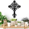Forged Iron Cross Wall Art Black Metal Rose Gothic Home Decor Religious Decor Living Room Bedroom