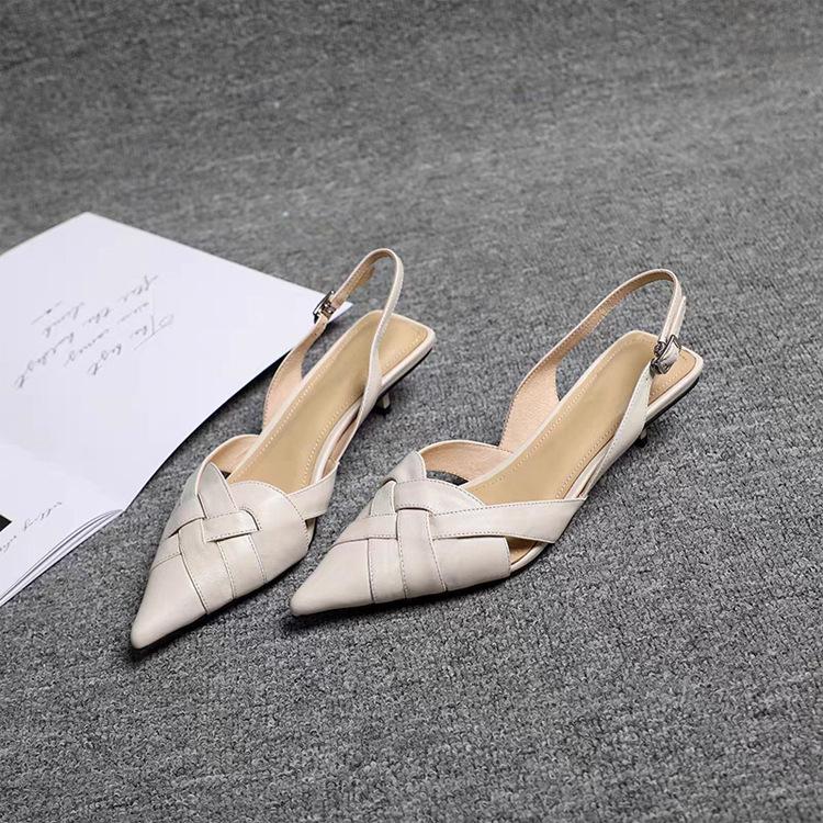 Fashion 2025 Summer Closed Toe Sandals Spring Shoes Clear Heels Large Size Breathable Med Suit Female Beige Girls Fashion Big Pointed