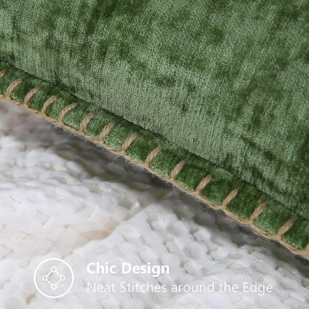 Chenille Soft Throw Pillow Covers  Spring Farmhouse Velvet Pillow Covers, Decorative Square Pillow Covers with Stitched Edge