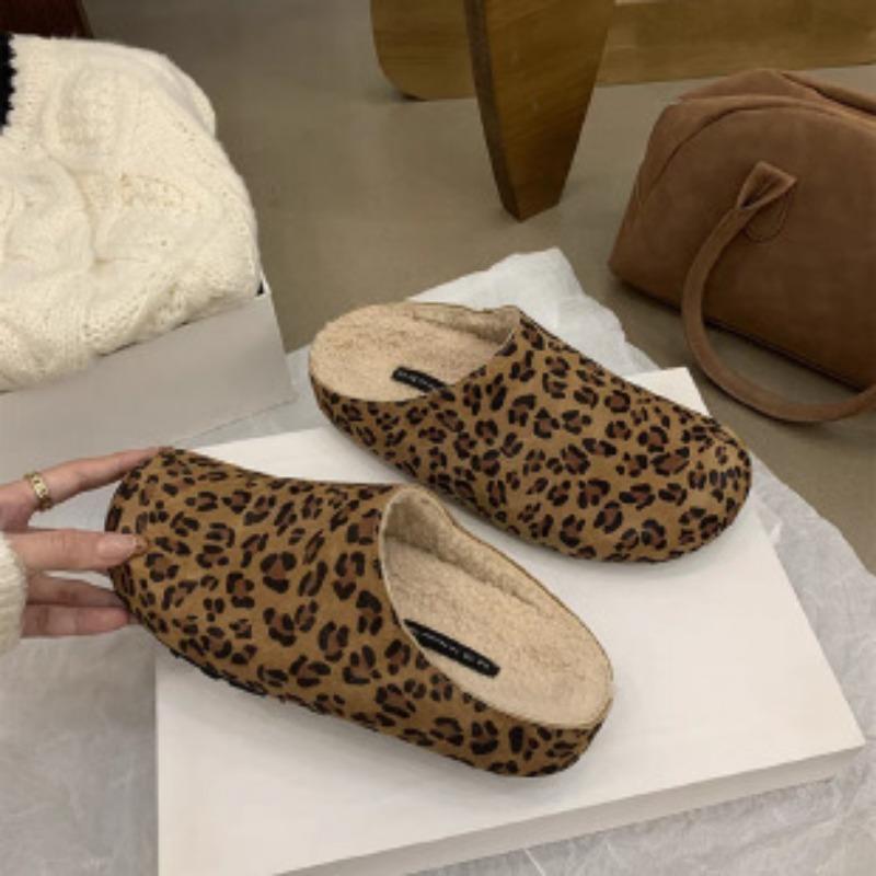 Baotou half slippers women's new autumn and winter piled thickened versatile warm wool cotton slippers