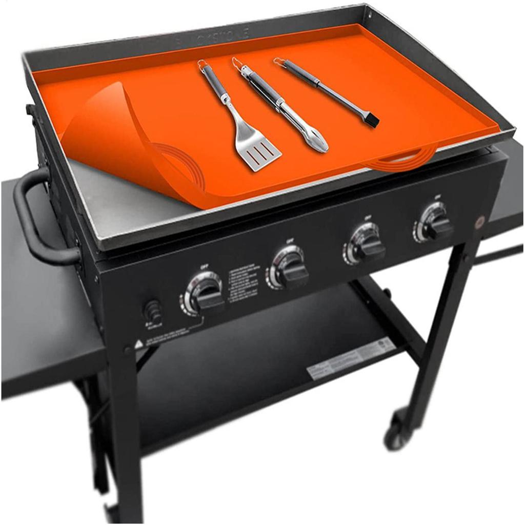 Griddle Grill Mat Reusable Nonstick Silicone BBQ Mat Grill Accessories Multifunctional Barbeque Mats 17 Inches for Restaurant