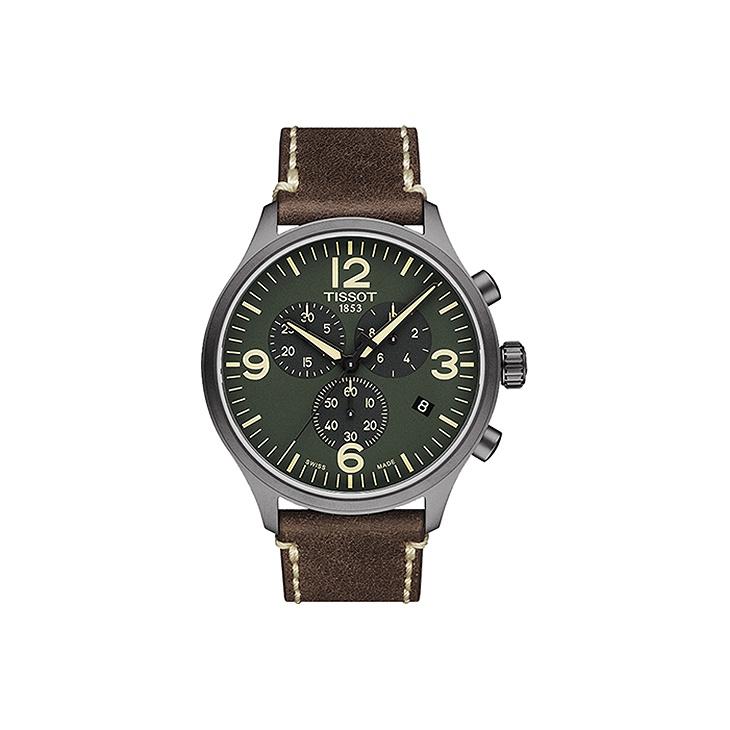TISSOT Montre  S&eacute;rie Speedmaster Mouvement Quartz &Eacute;tanche 100 M&egrave;tres Cadran Vert Bo&icirc;tier en Acier Inoxydable Bracelet en Cuir T116.617.36.097.00 Regular Watch Box,Green Dial