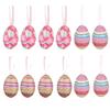 30/12PCS Rabbit Painting Easter Eggs Pendant Colorful Funny Painted Paper Eggs Educational Foam Hanging Ornaments Kids Craft