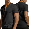 European and American Men's Clothing Summer Short-sleeved Casual Loose Breathable Towel Jacquard Cloth Button-up Men's Shirt Henry Shirt