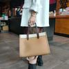 2025 New Style Genuine Leather Women's Bag Coffee Color Handheld Tote Large Capacity Casual Bag Handbag Single Shoulder Crossbody Bag Cross-Border Hot