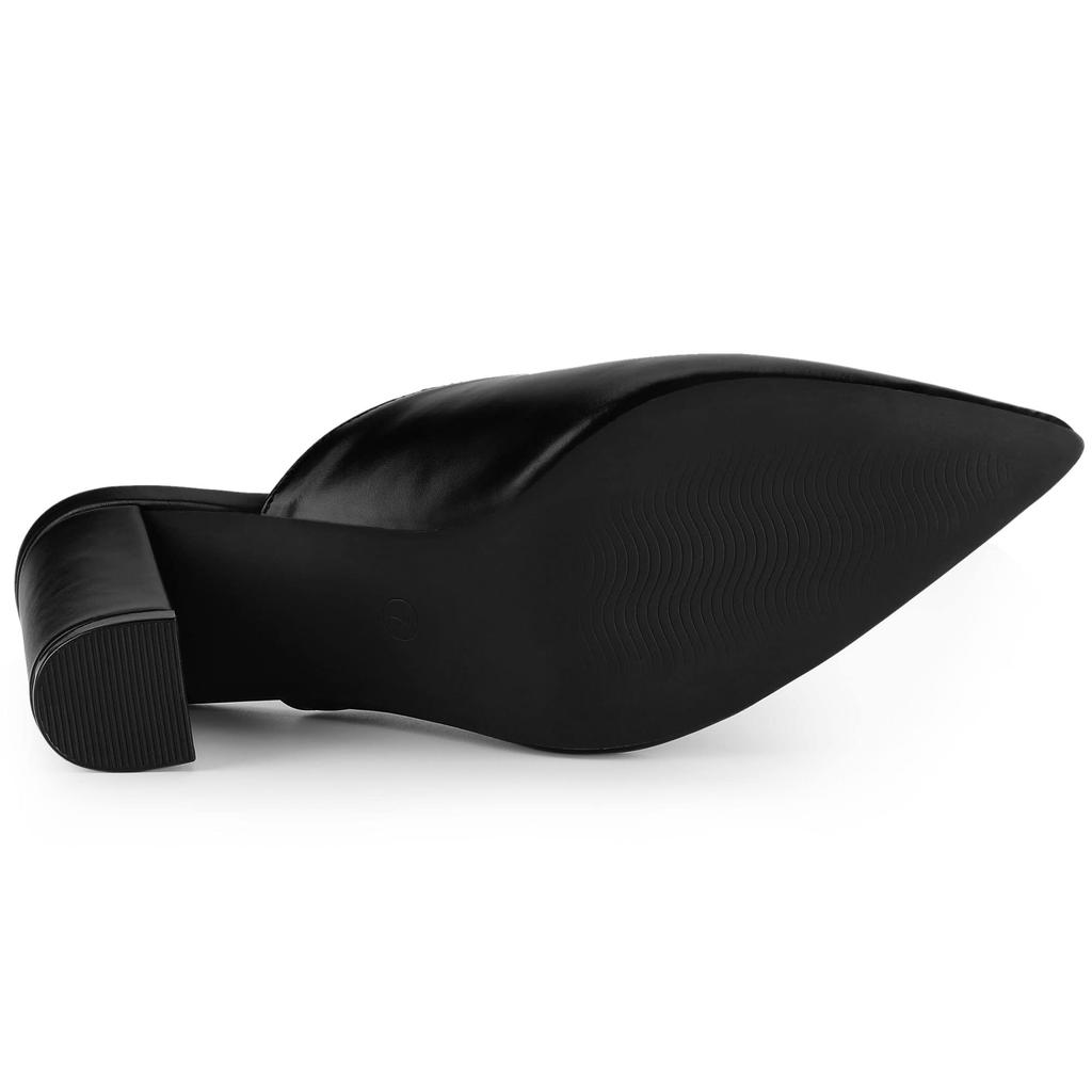 Allegra K Women's Chunky Heel Sandals with Closed Front and Pointed Toe, Black, Size 26.0 Cm