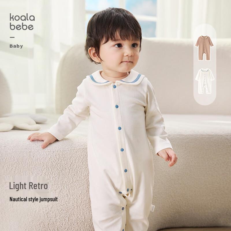 Koala Bibby Baby Navy Collar Long-Sleeve Cotton Romper 73cm