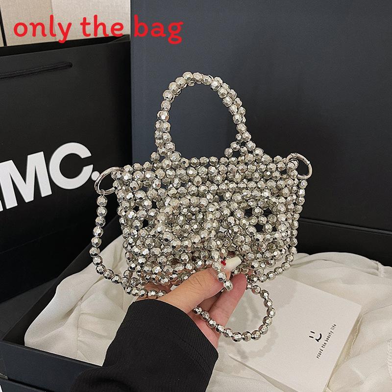 

Transparent Bead Handbag With Bow Design And Top Opening For Night And Day SmallSilver