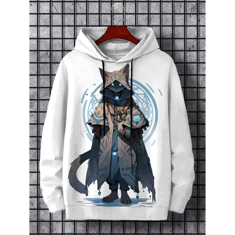 Autumn And Winter Animal Men's Hoodie Japanese Style Harajuku Art Casual Sports Hoodie Pattern Autumn And Winter