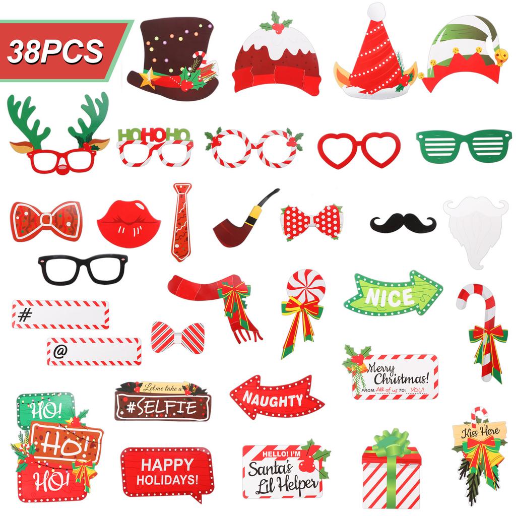 38 Pcs Christmas Photo Booth Props Christmas Photo Booth Props