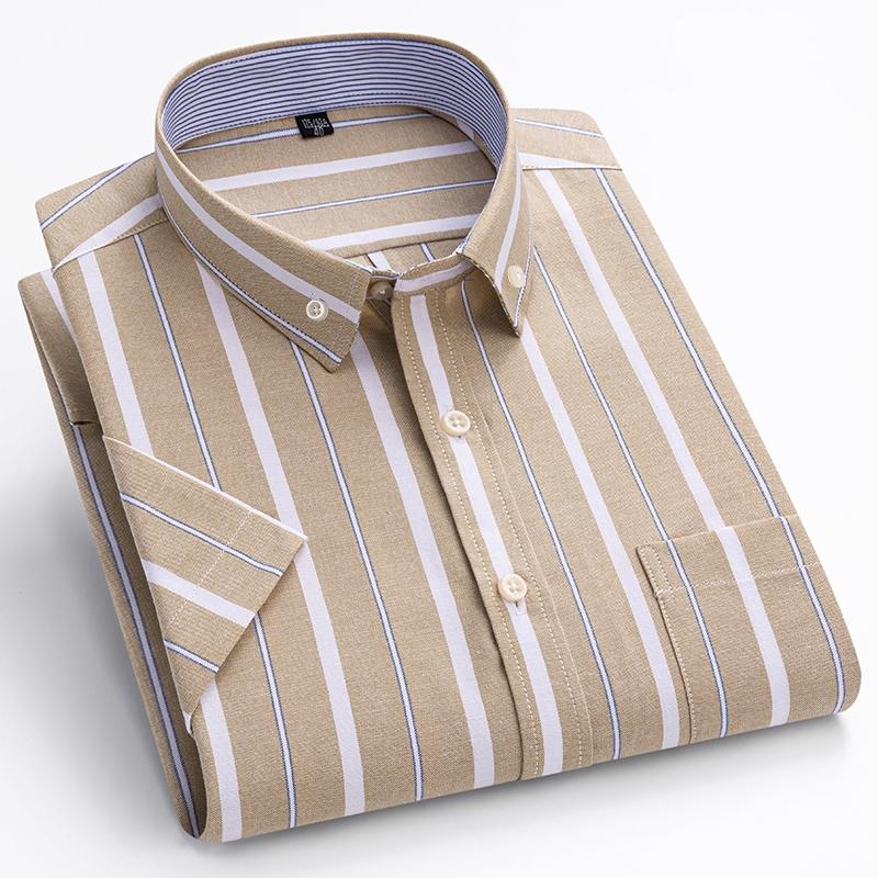 Camisa Oxford de Hombre 100% Algodón Manga Corta Nueva Alta Calidad Casual de Negocios Moda Hombre Tallas Grandes Formal S-7XL