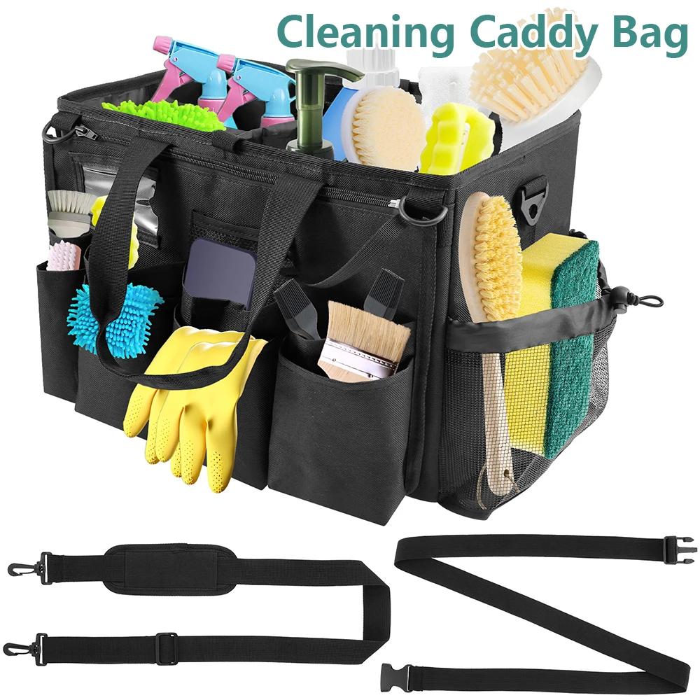 Reinigungskorb-Tasche Nylon Reißfest Reinigungs-Werkzeug-Organizer-Tasche mit Schultergurt Große Kapazität Reinigungsmittel Handtasche