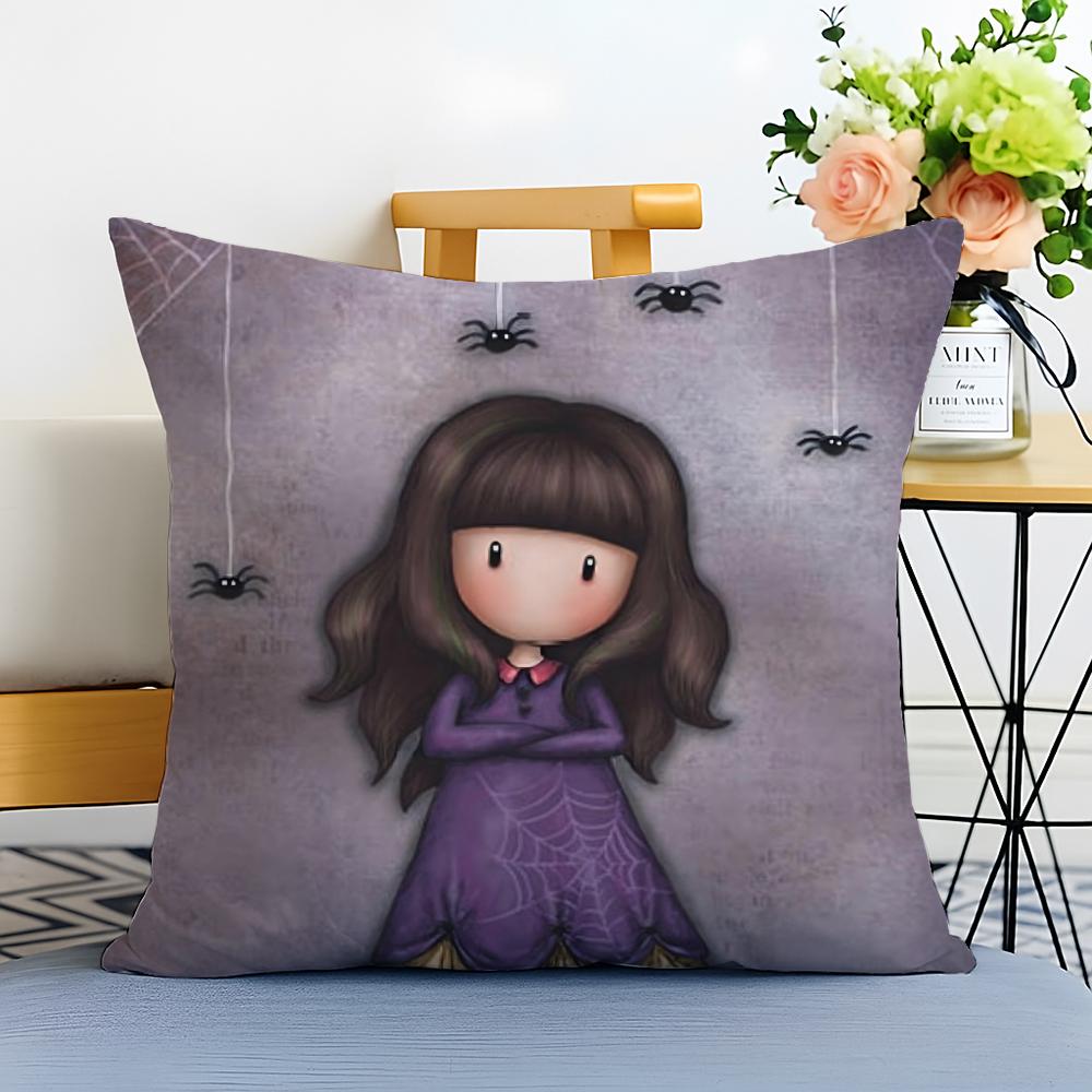 Cartoon SSantoro Gorjuss Cushion Cover Washable Linen Pillowcase Soft for Sofa Bed Cozy Home Room Decor