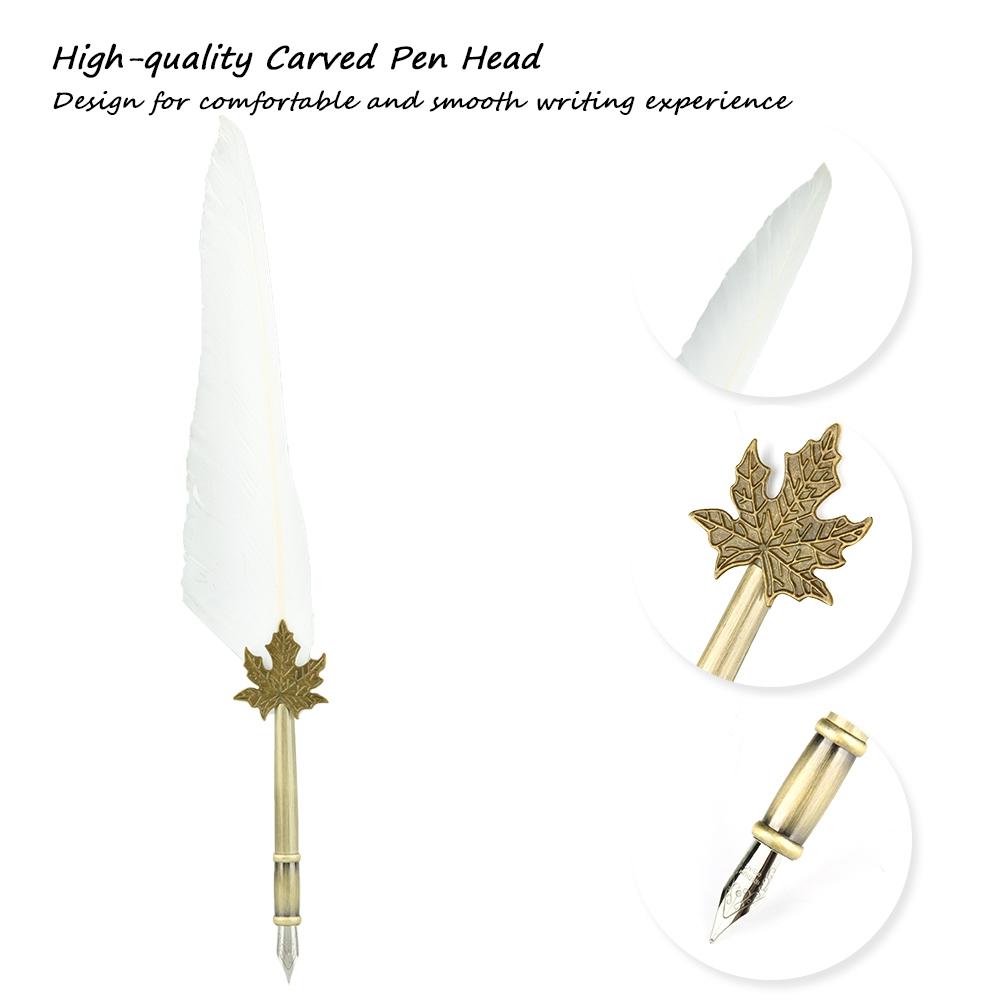 European Retro   Quill Alloy Pen Dip Nib Calligraphy Writing Pen Gift Set With Ink Bottle