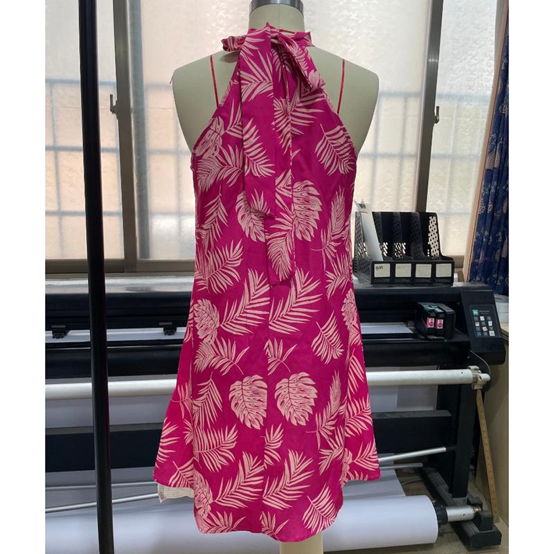 Summer New Halter Sleeveless A Line Casual Dresses Women Elegant Print Vacation Beach Women's Sexy Dress Fashion Slim Sleeveless Female Dress 25929