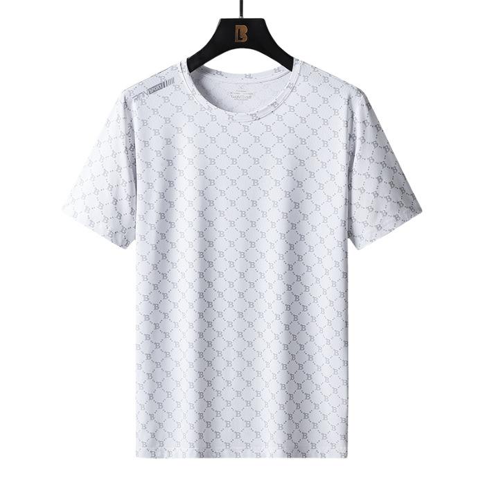 Tricou de vară pentru bărbați cu mânecă scurtă, din mătase de gheață, cu drapaj, Îmbrăcăminte cu uscare rapidă, Tricou sport la modă, Haine de fitness respirabile, Mărimi mari