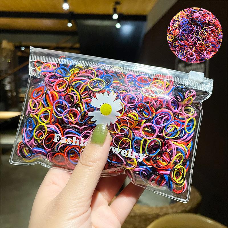 1000 pçs faixa de borracha descartável hairband para crianças rabo de cavalo laços de cabelo elástico colorido faixas de cabelo acessórios de cabelo do bebê