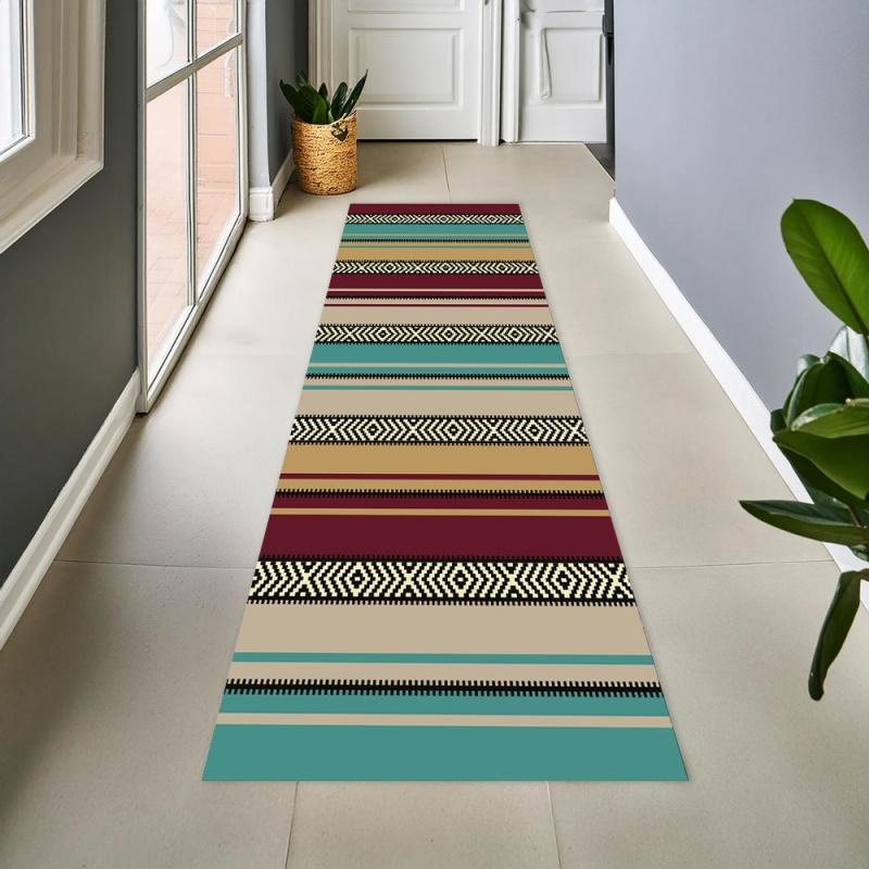 Long Vintage Tribal Geometric Runner Area Rug Carpet, Non Slip Floor Mat Washable Kitchen Floor Mat, Durable Runner Rug