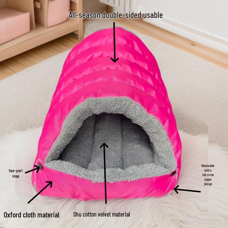 Cat & Small Dog Winter Warm Semi-Closed Nest - Spacious All-Season Sleeping Bag