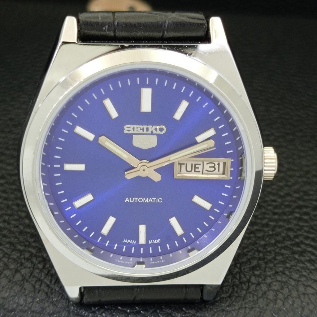 VINTAGE SEIKO 5 AUTOMATIC REFURBISHED JAPAN MENS BLUE COLOR DIAL WATCH A440641-4 Sk-a440641