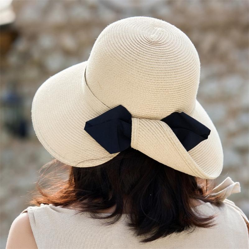 Sun Hat Children Elegant Lafite Straw Hat Outdoor Beach Hat Bow Seaside Vacation Bucket Hat