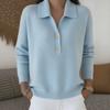 2026 Fall Winter Womens Oversized Knit Sweater Lapel Half Button Casual Jumper