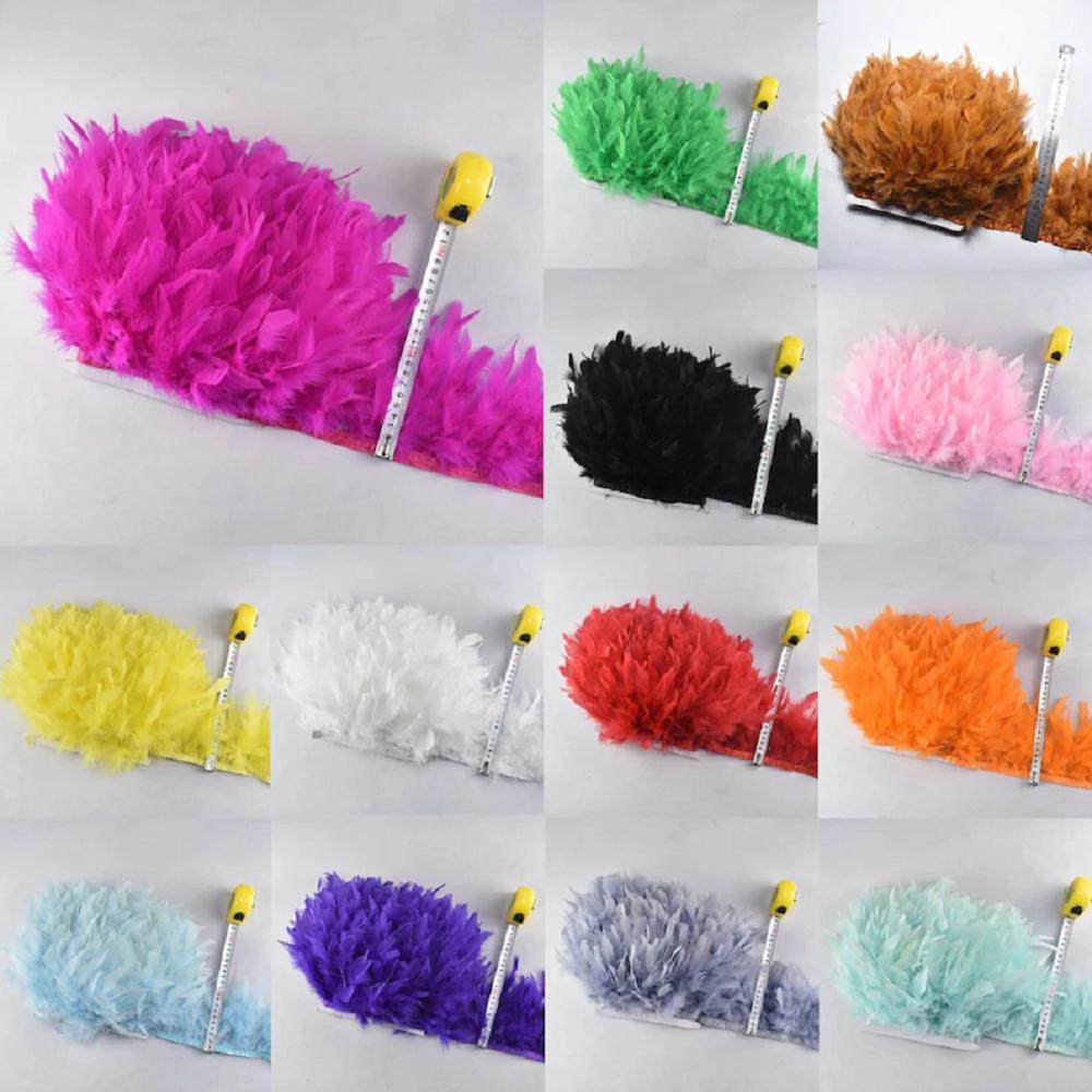 Multicolor Natural Turkey Feather Trims Marabou Feather Ribbon Wedding Dress Skirt Decoration Sewing Crafts 10-15 CM