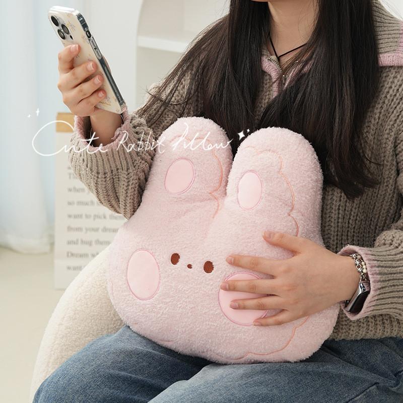 Plush Rabbit Cushion Large Soft Cartoon Backrest For Sofa And Office Comfort