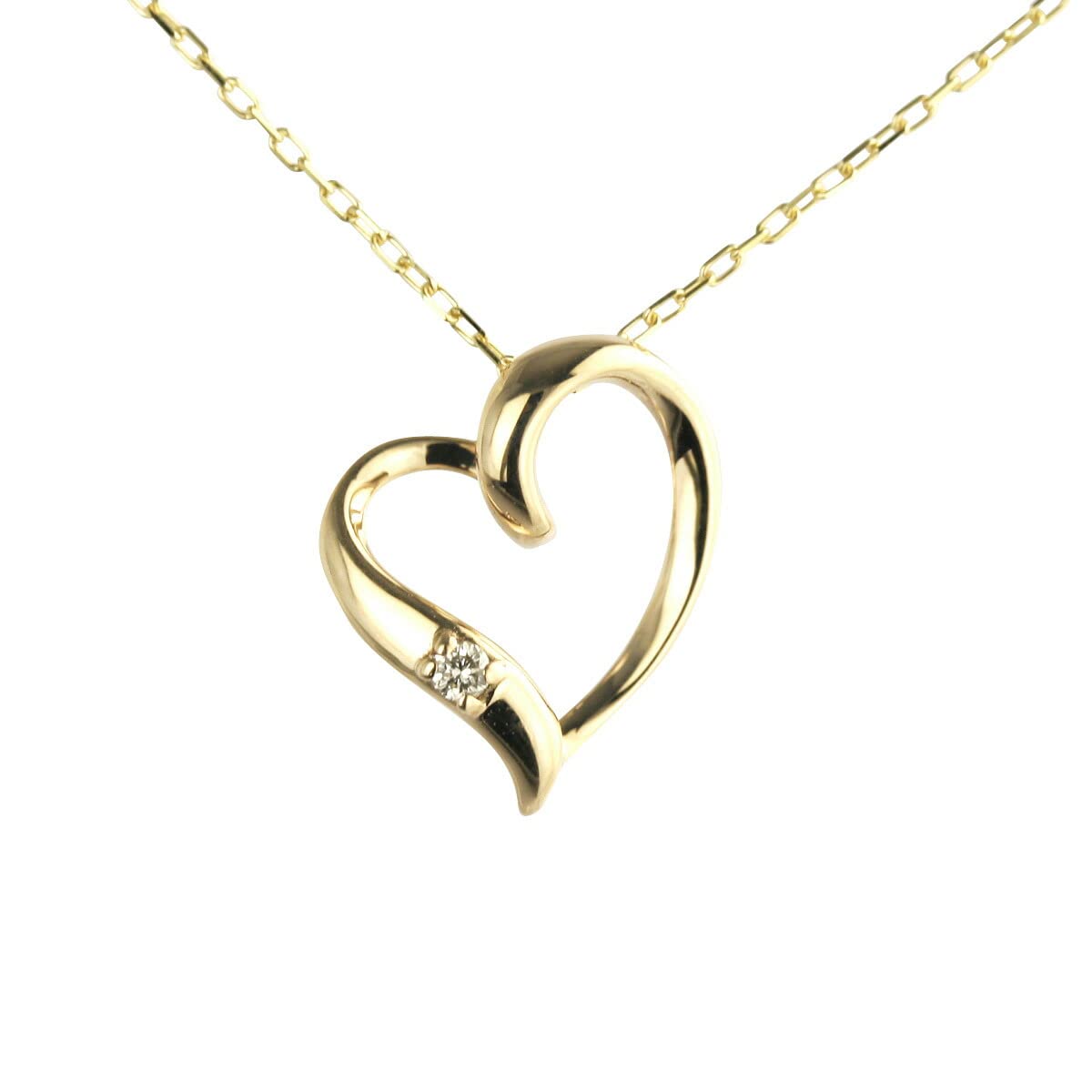 Jewelry K10 Gold Diamond Open Heart Pendant Necklace Choose from 3 Materials [Diamond World] Women s 0.01ct -