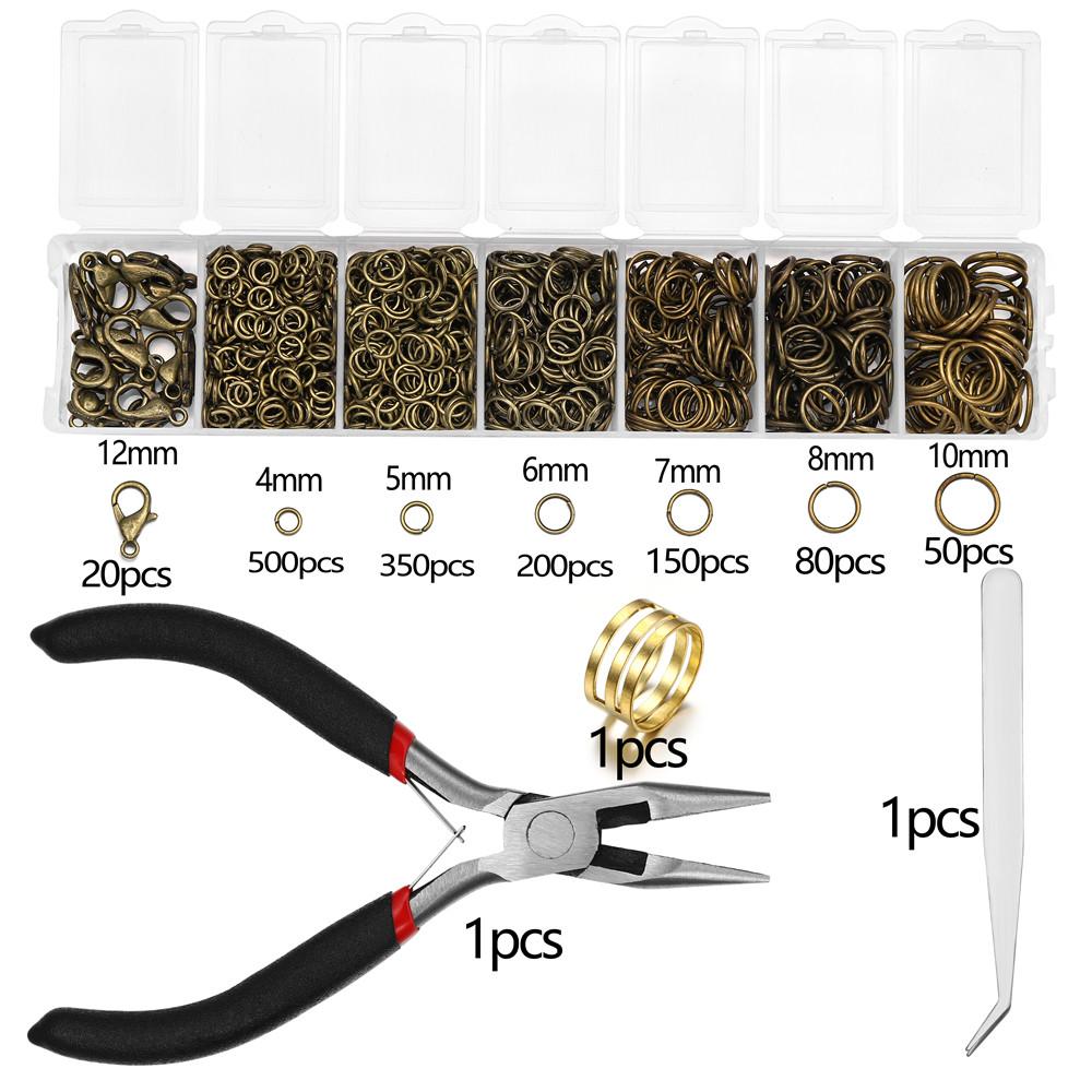 1353Pcs/Set Alloy Lobster Clasp Jump Rings Needle Nose Pliers Tweezers Open Ring Jewelry Accessories Kit for DIY Jewelry Making