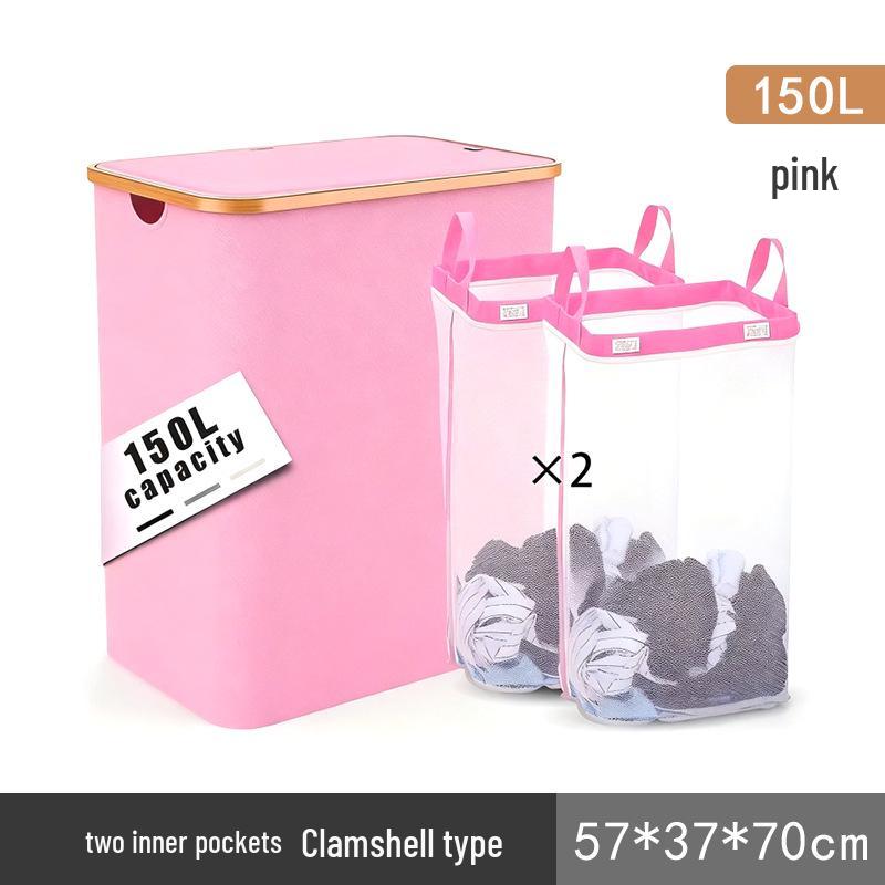 Foldable Large-Capacity Laundry Hamper with Lid and Inner Bag