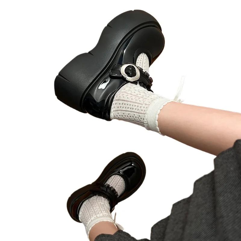 Fashion 2025 New Mary Janes Women's High Heels Round Toe Med Heel Classics Daily & Dress Pumps Women Lace Buckle Strap Shallow Shoes