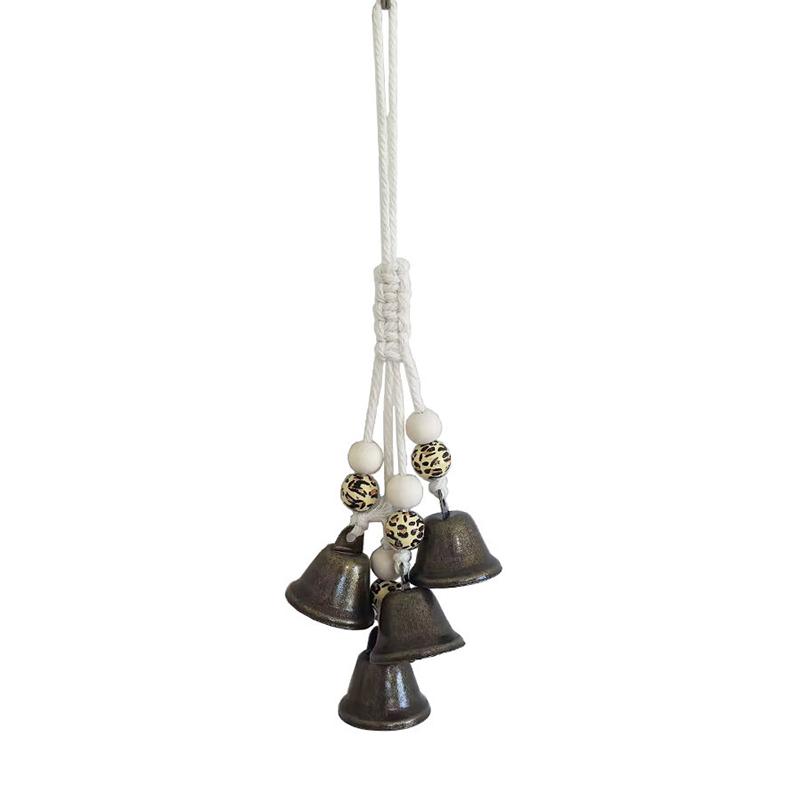 Melodisches Boho-Windspiel Natürlicher Holzring Vintage Metallglocken Wasserdicht für Außenbereich Hof Heimdekoration