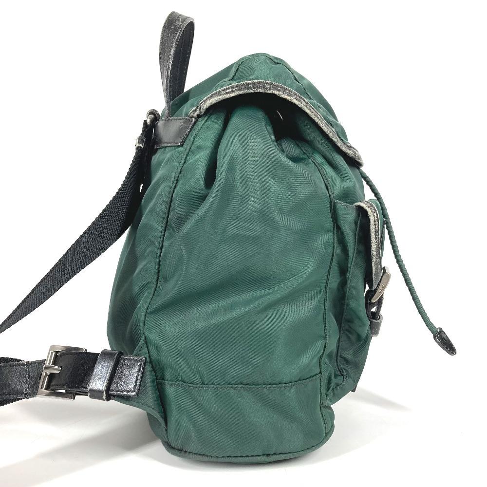 PRADA Bicolor triangle logo Backpack Leather / Nylon Green/Black