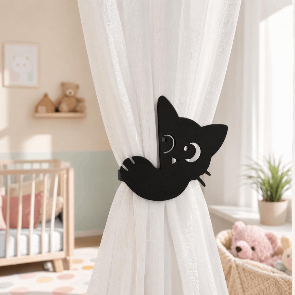 1 Pair Fashion Curtain Tieback Creative Curtain Buckle Ornament Black Cat Curtain Straps  Decoration